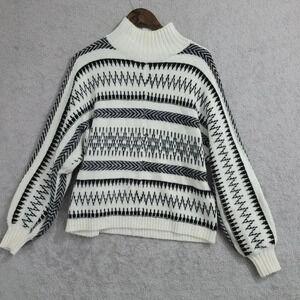Loft Womens M Wool Blend Mock neck Patterned Sweater Medium 10PT